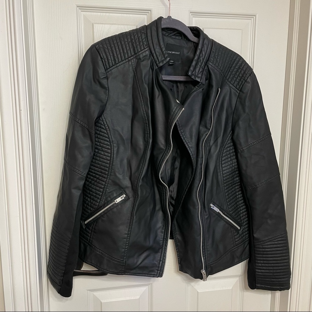 Lane Bryant black faux leather full zip jacket